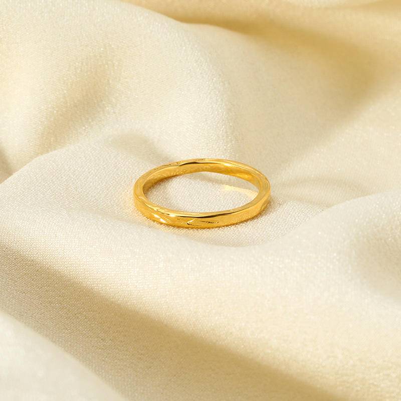 Texture 18K Gold Plated Ring (With Box) Kiwidrop