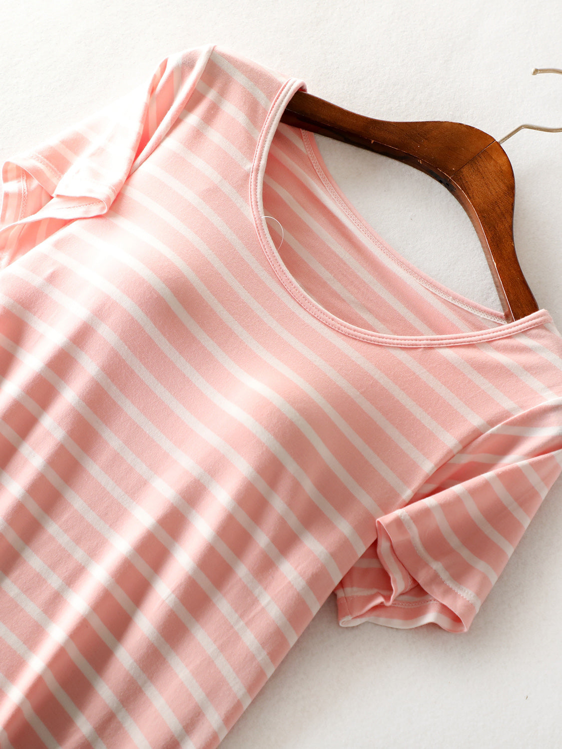 Striped Round Neck Short Sleeve Dress Trendsi