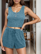 Scoop Neck Top and Shorts Lounge Set Casual Chic Boutique