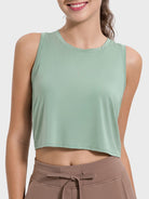 Drawstring Cutout Round Neck Active Tank Trendsi