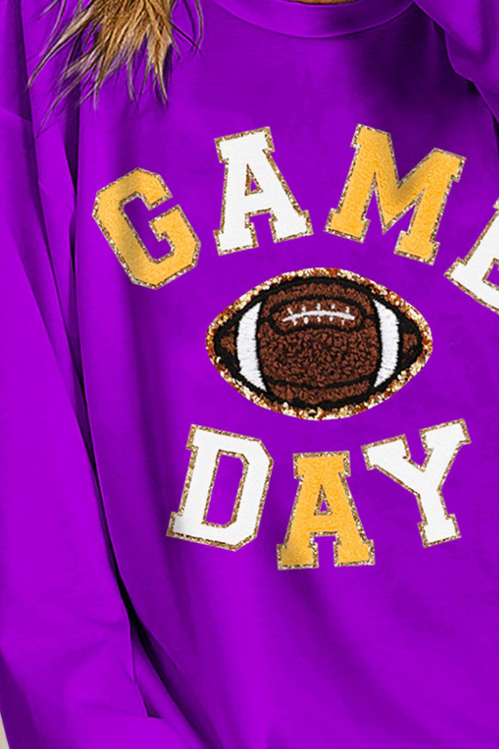 BiBi Game Day Letter Patches Sweatshirt Trendsi