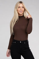 Long-Sleeve Turtleneck Bodysuit Ambiance Apparel