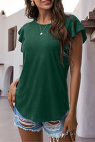 Ruffled Round Neck Cap Sleeve Blouse Trendsi