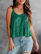 Sequin Scoop Neck Tank Casual Chic Boutique