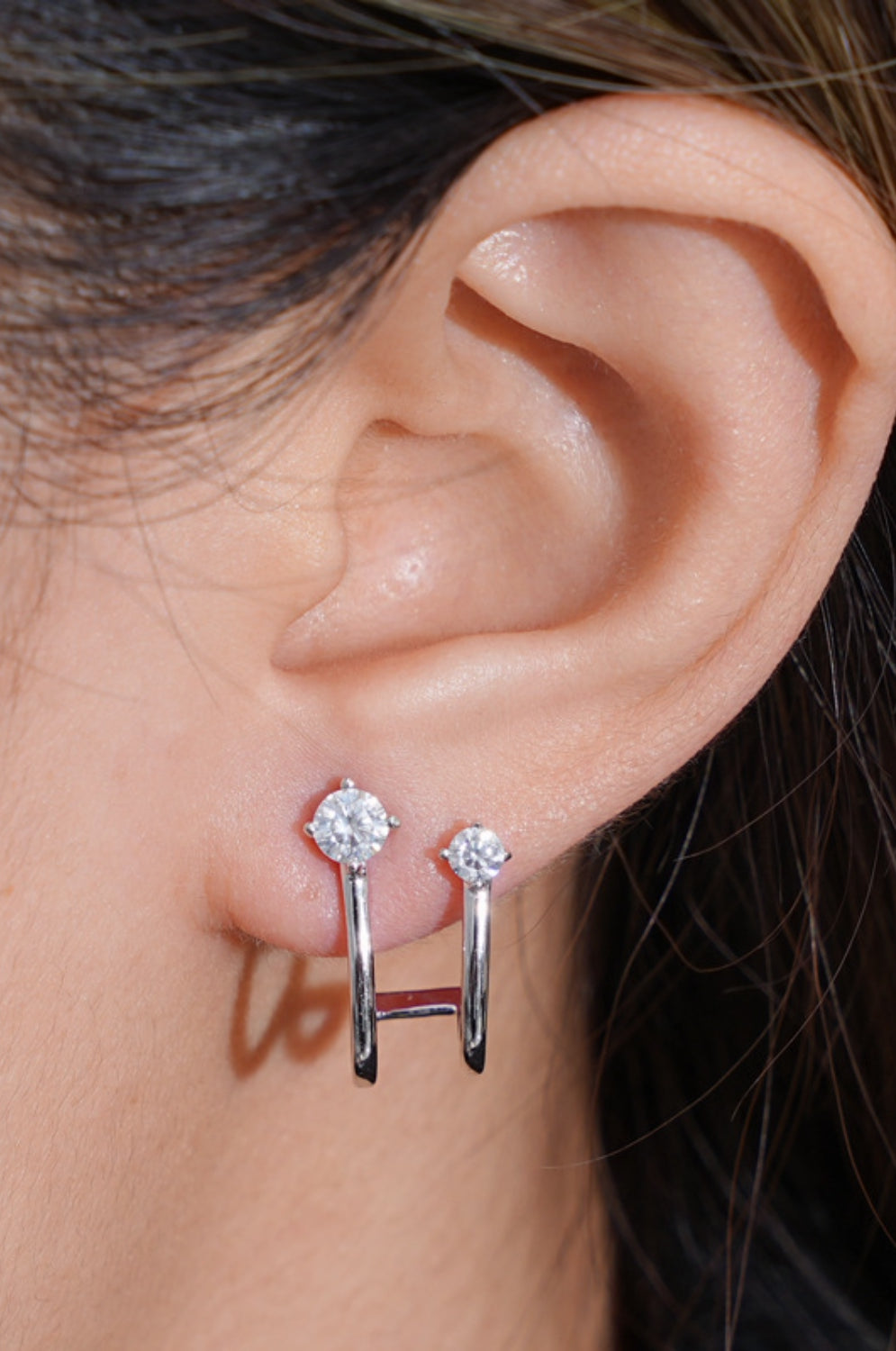 Moissanite 925 Sterling Silver C-Hoop Earrings Trendsi
