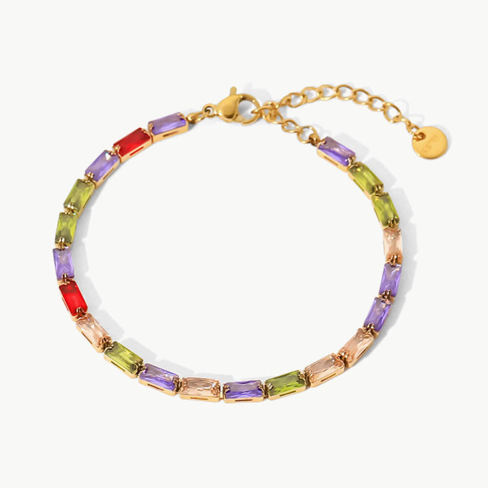 18K Gold Plated Multicolored Cubic Zirconia Bracelet