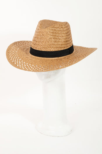 Fame Basket Weave Straw Sun Hat Trendsi