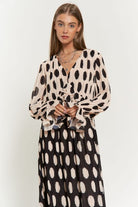 Polka Dot Ruffled Long Sleeve Pleated Maxi Dress Davi & Dani