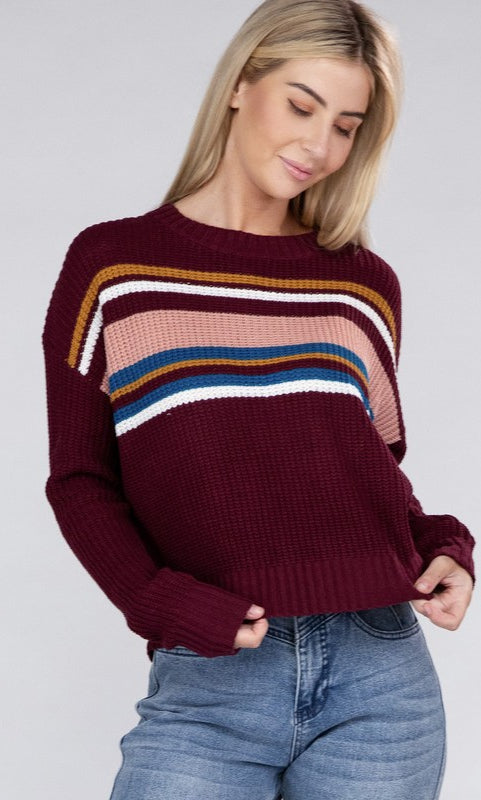 Striped Pullover Sweater Ambiance Apparel