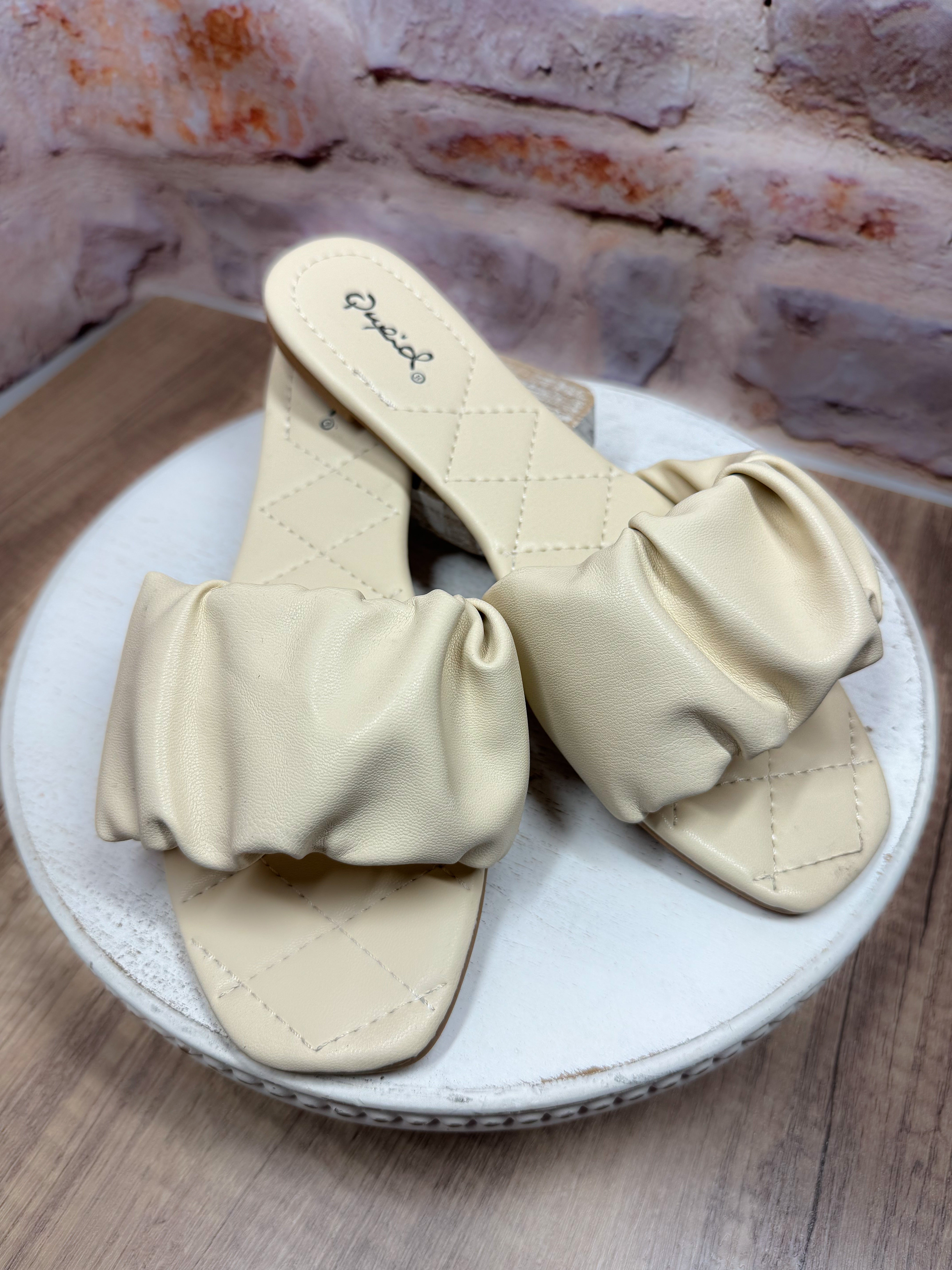 Hazel Ruched Sandal in Beige Bliss Dropship