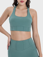 Square Neck Wide Strap Active Tank Trendsi