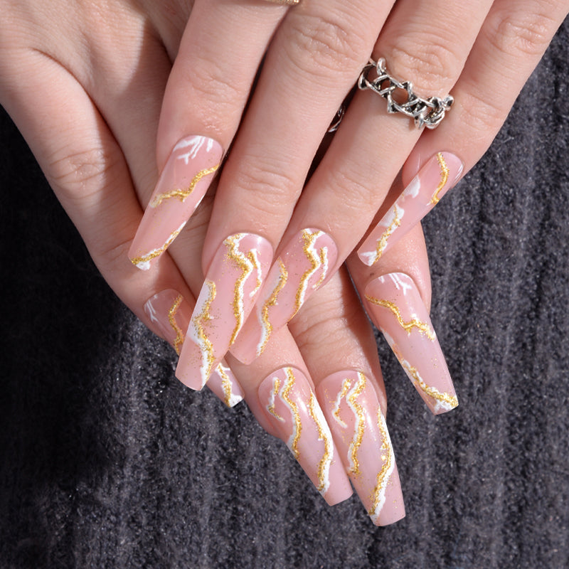 Press-on Nails Nude Marble Lashy B Lash Bar