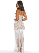 Become The One Lace Long Fringed Strapless Dress (comes in 2 colors) Penderié, Inc.