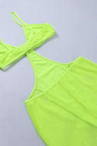 Solid Cutout Sheer Mesh Cami Maxi Dress (Lime Green) Penderié, Inc.