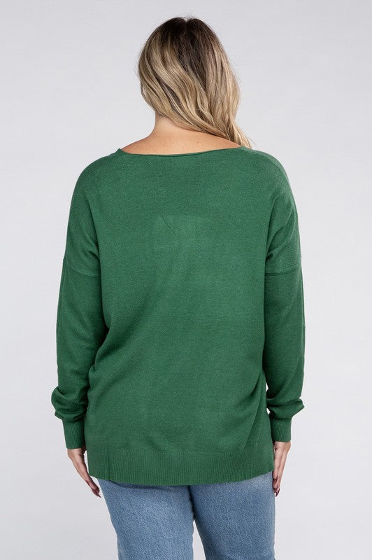 Plus Garment Dyed Front Seam Sweater ZENANA