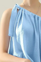 Ninexis One Shoulder Bow Tie Strap Satin Silk Top Trendsi