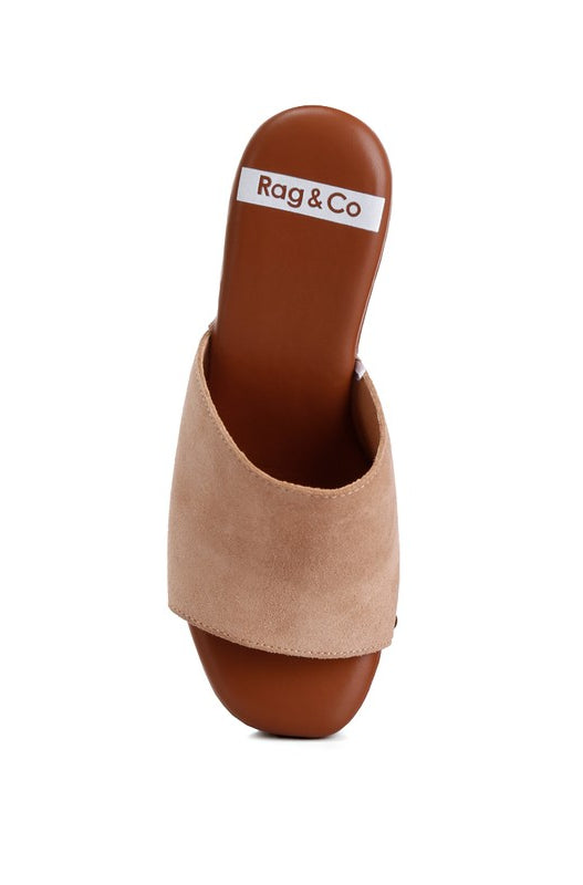 Cartera Suede High Block Heel Mules Rag Company