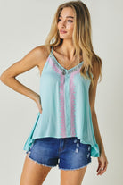 Printed Sleeveless Ruffle Tank Top Davi & Dani