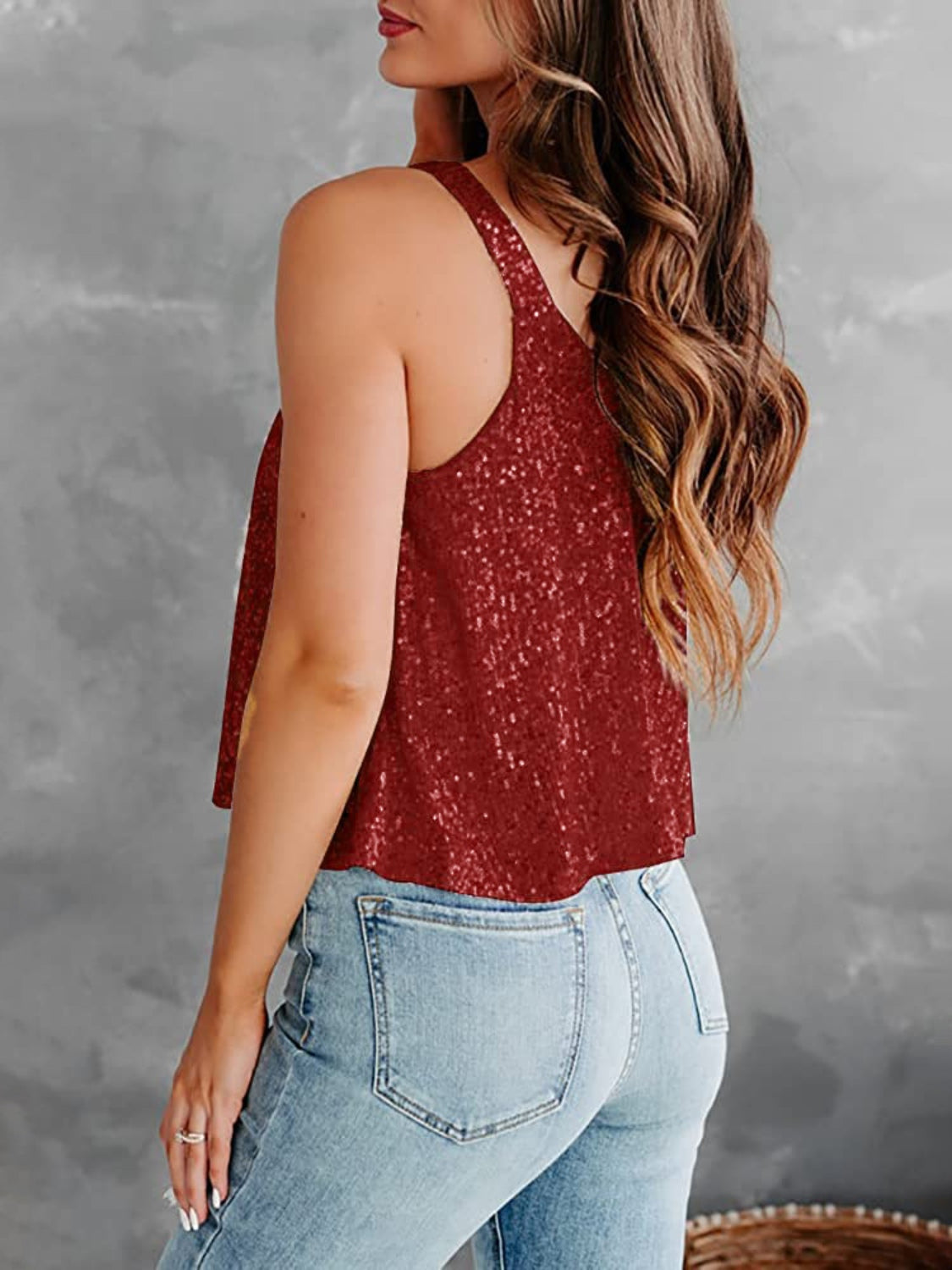 Sequin Scoop Neck Tank Casual Chic Boutique