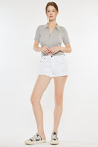 Kancan Raw Hem Distressed Denim Shorts Trendsi