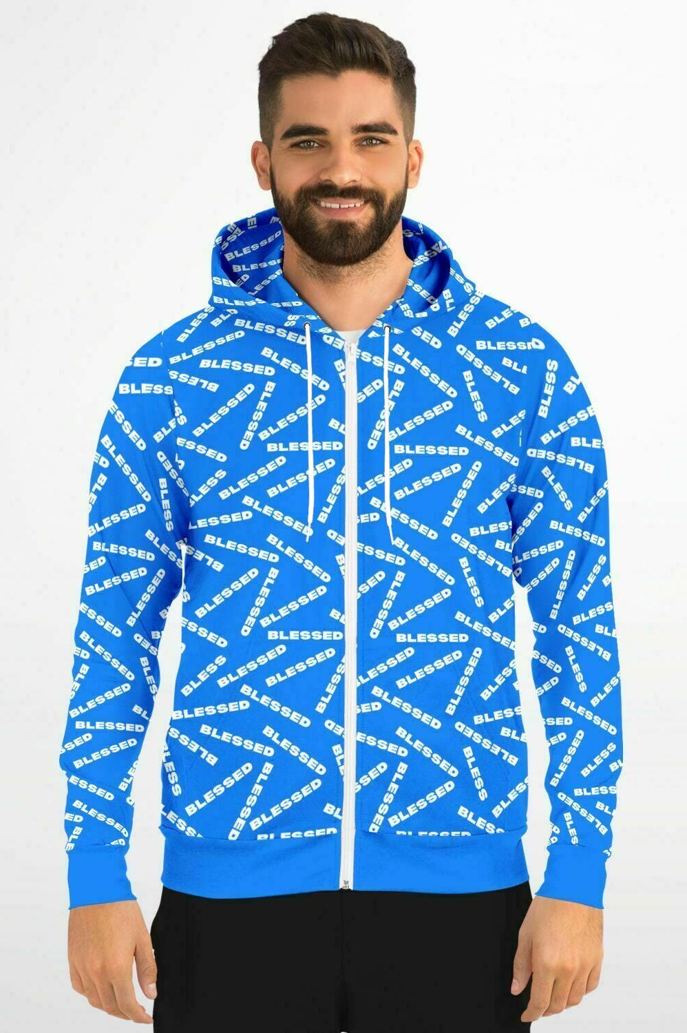 BLESSED Blue Fashion Zip-Up Hoodie Get Blessed Now