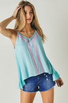 Printed Sleeveless Ruffle Tank Top Davi & Dani