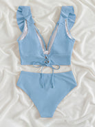 Ruffled V-Neck Sleeveless Two-Piece Swim Set Trendsi