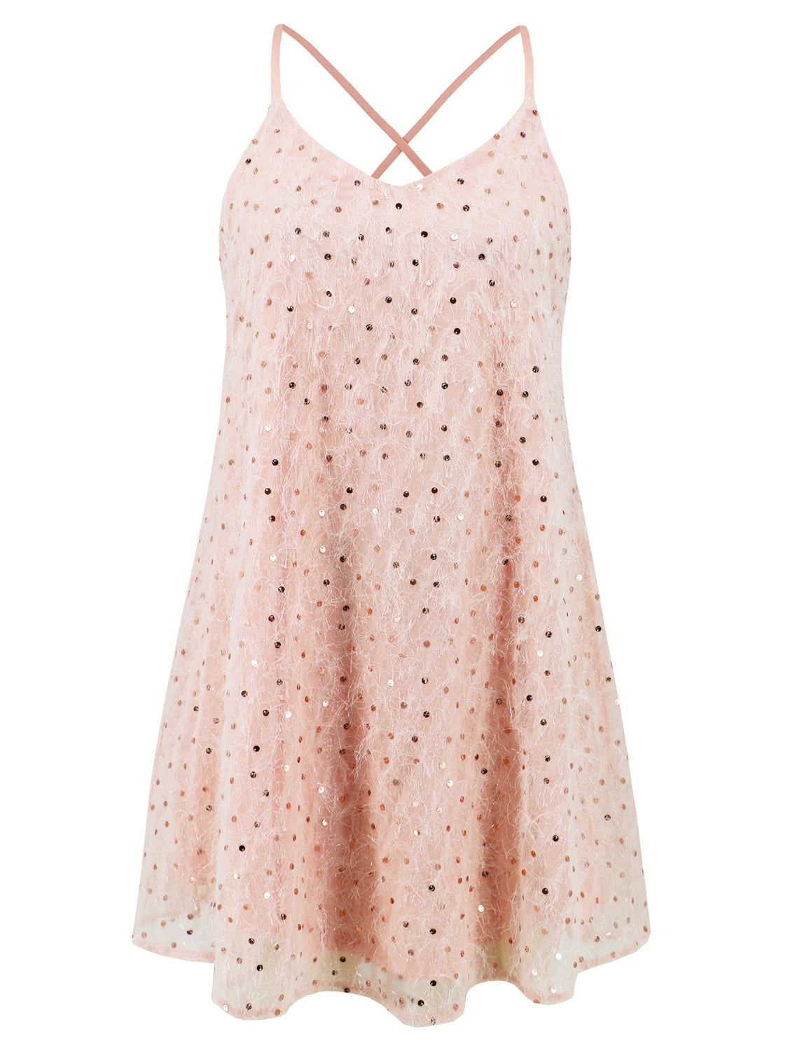 Sequin V-Neck Mini Cami Dress Trendsi