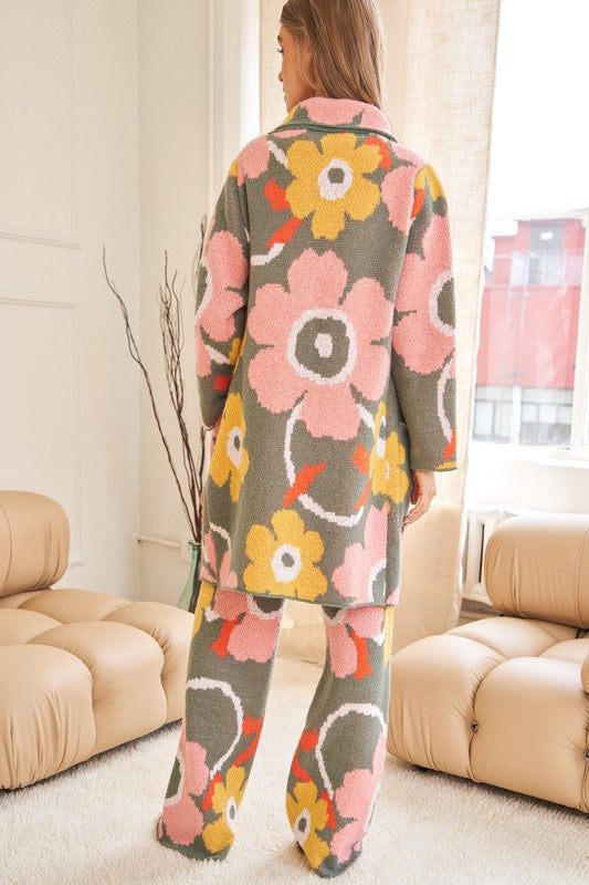 Flower Printed Casual Cozy Full Long Wide Pants Davi & Dani