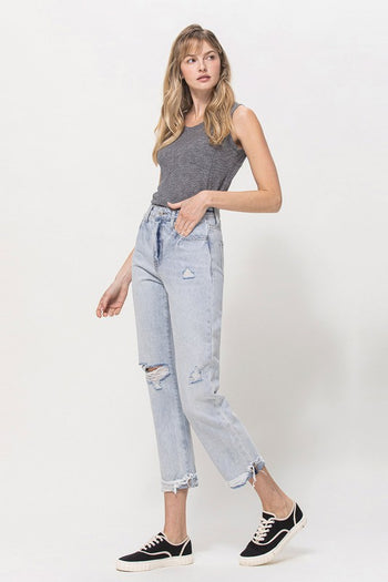 SUPER HIGH RELAXED CUFFED STRAIGHT JEAN VERVET by Flying Monkey