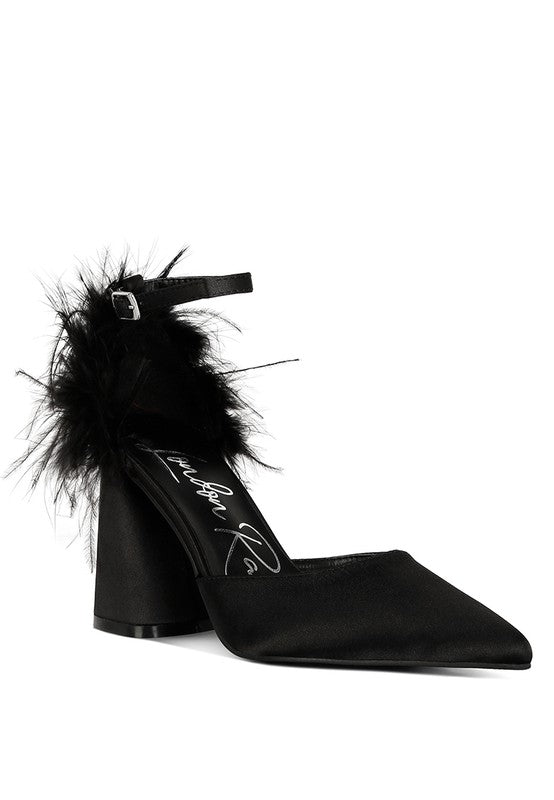 Palmetta Fur Detail Block Heel Sandals Rag Company