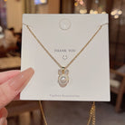 Titanium Steel Inlaid Zircon Pearl Pendant Necklace Trendsi