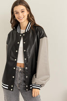 Game On PU Colorblock Baseball Jacket HYFVE