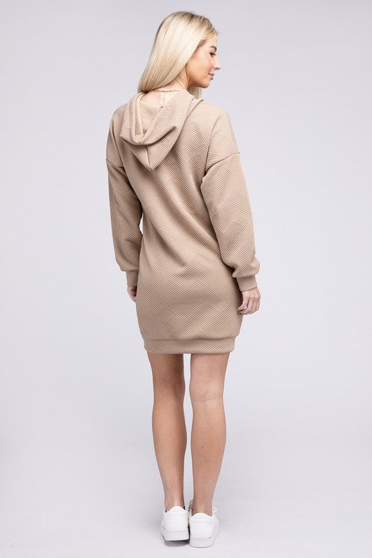 Pocket Drawstring Hooded Dress Nuvi Apparel