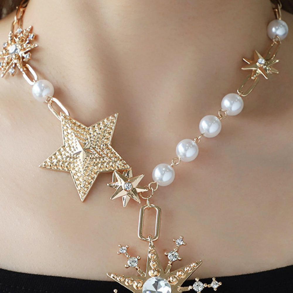 Synthetic Pearl Star Shape Alloy Necklace