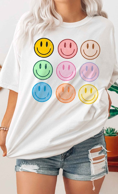 MULTI COLOR HAPPY FACES Graphic Tee BLUME AND CO.