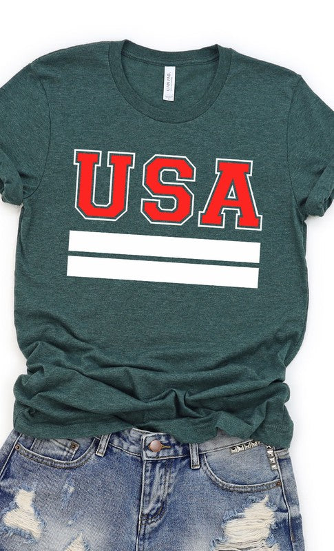 Retro Varsity USA Plus Size Graphic Tee Kissed Apparel