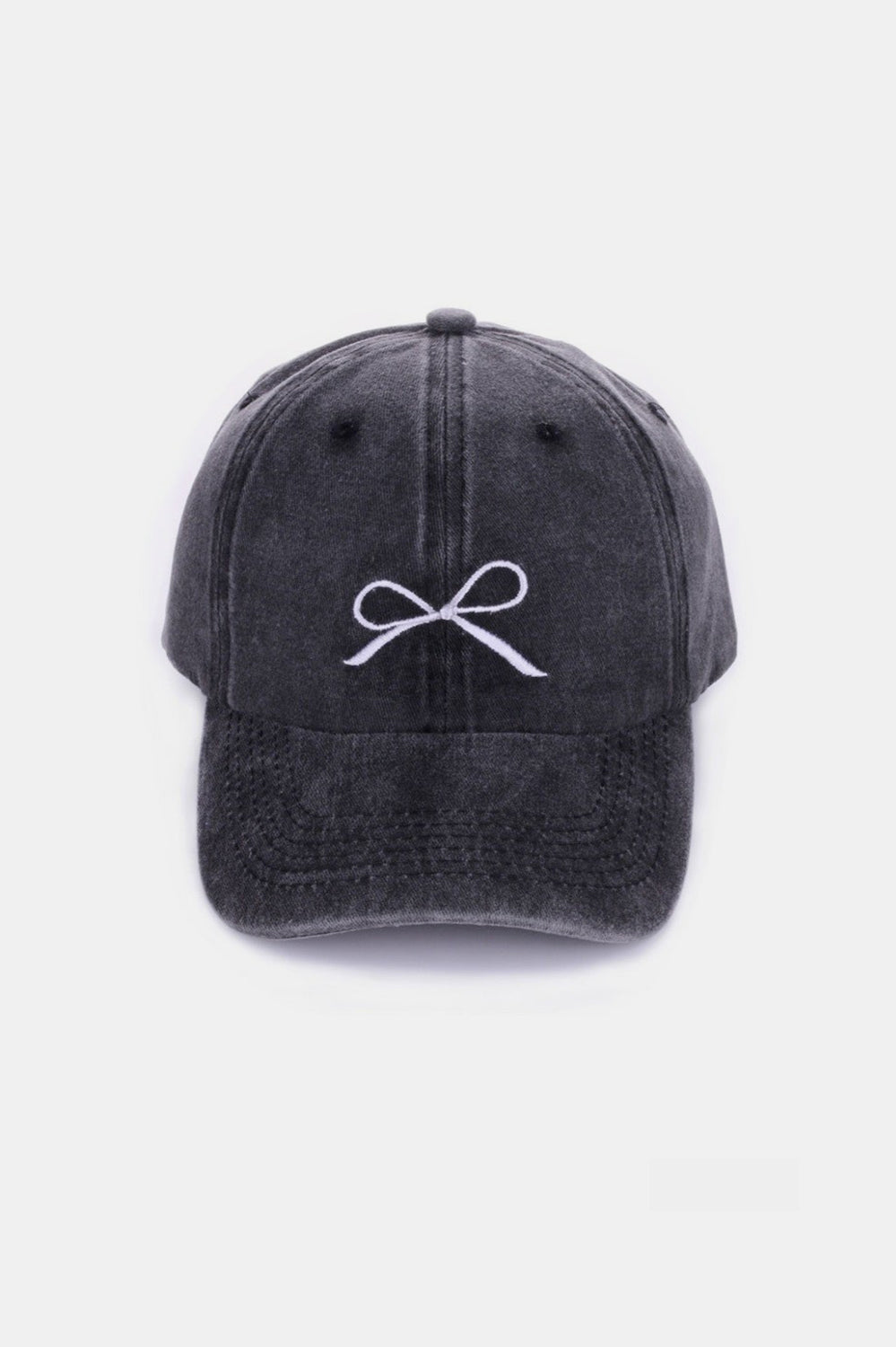Zenana Bow Embroidered Washed Cotton Caps Trendsi