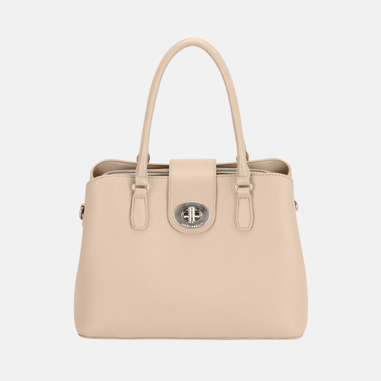 David Jones PU Leather Twist-Lock Tote Bag Trendsi