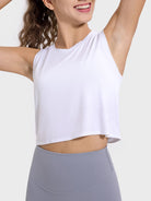 Drawstring Cutout Round Neck Active Tank Trendsi