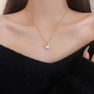 Titanium Steel Inlaid Zircon Pearl Pendant Necklace Trendsi