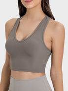 Scoop Neck Wide Strap Active Tank Trendsi