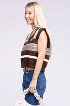 Striped Pattern Sweater Vest Nuvi Apparel