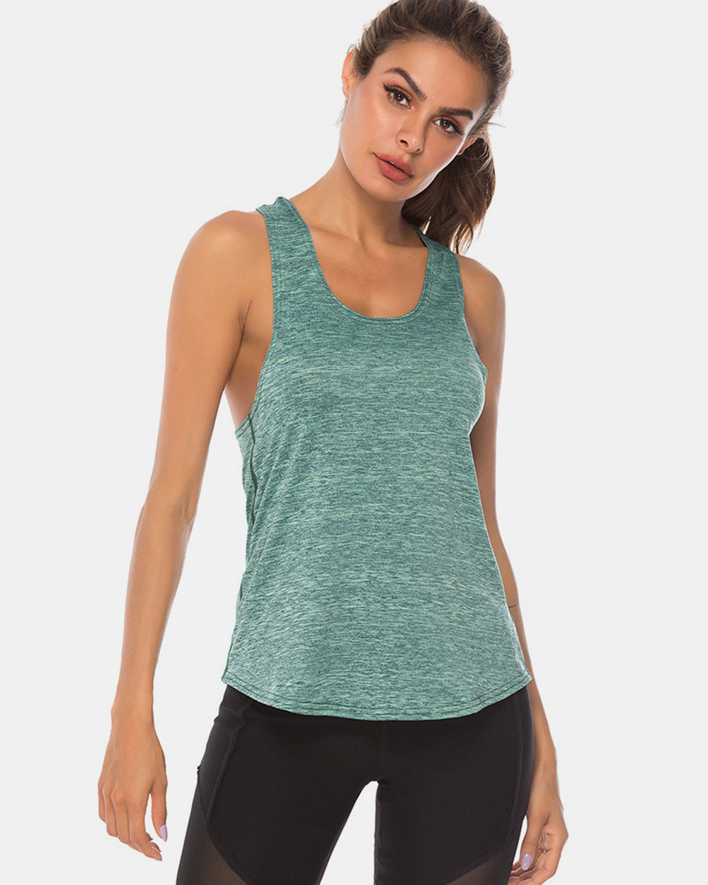 Full Size Scoop Neck Wide Strap Active Tank Trendsi