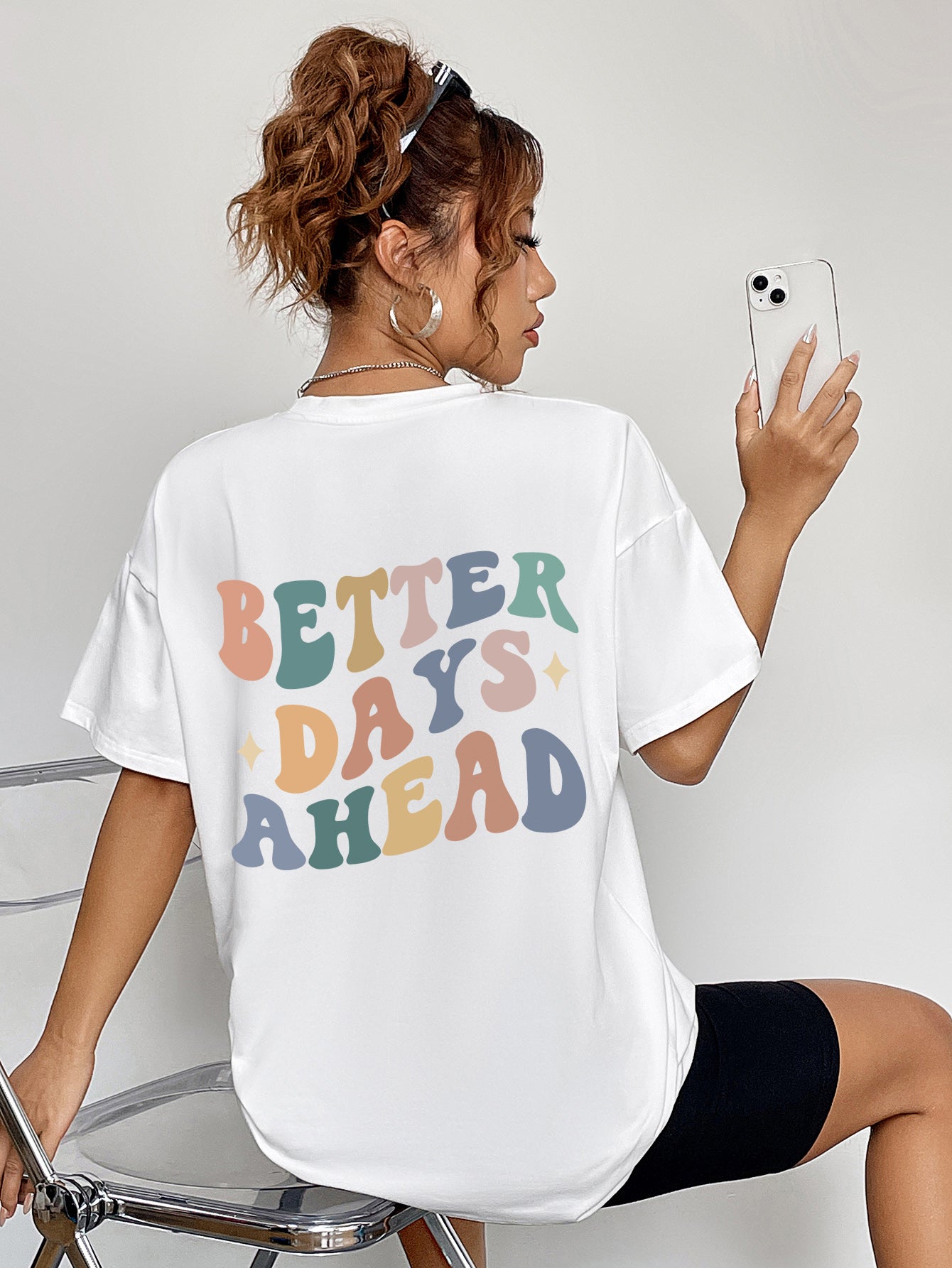 BETTER DAYS AHEAD Round Neck T-Shirt Trendsi