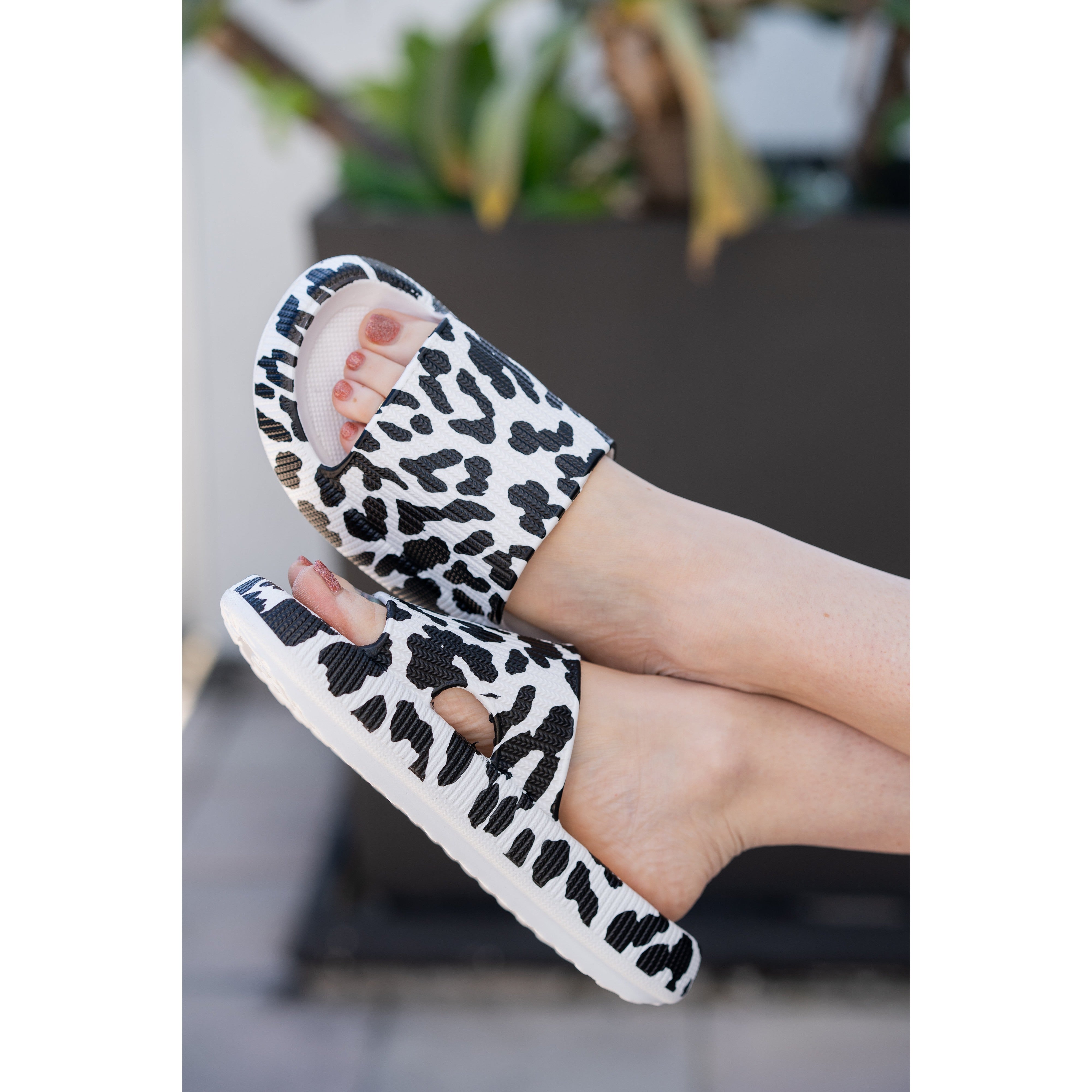 Ready to Ship | White Leopard Insanely Comfy -Beach or Casual Slides JuliaRoseWholesale