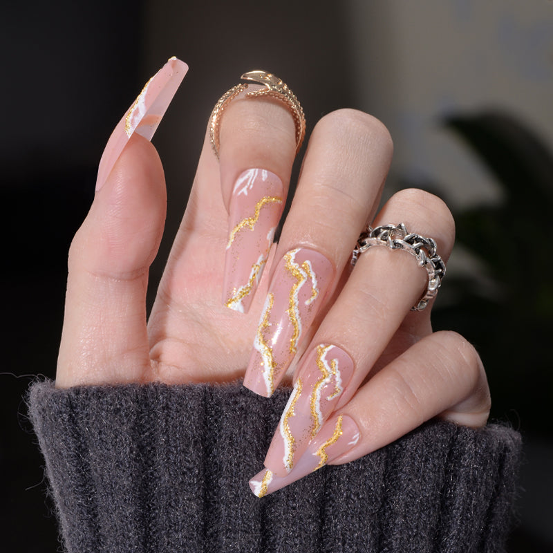 Press-on Nails Nude Marble Lashy B Lash Bar