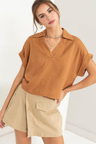 Always a Delight Short Sleeve Linen Top HYFVE