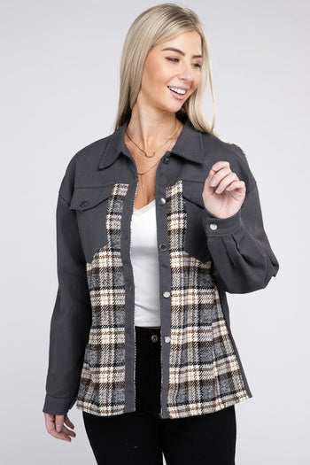 Plaid Patchwork Pockets Jacket Nuvi Apparel