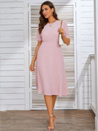 Round Neck Short Sleeve Midi Dress Trendsi